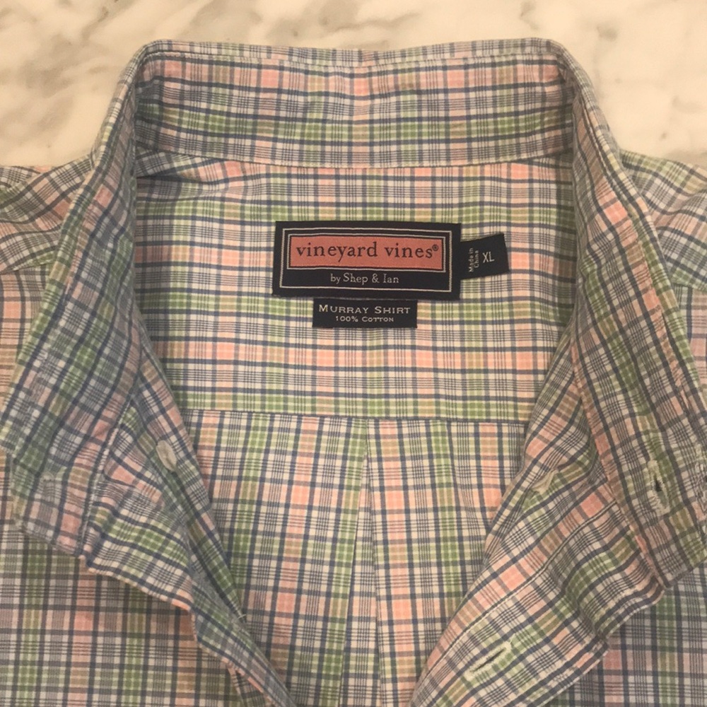 Vineyard Vines Blue/Green/Pink Check Murray Shirt - Picture 3 of 3